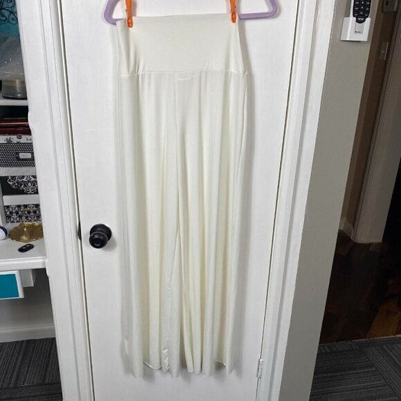 Beach Break white stretchy high waist wide leg pants. Summer beach Sz M - Picture 2 of 8